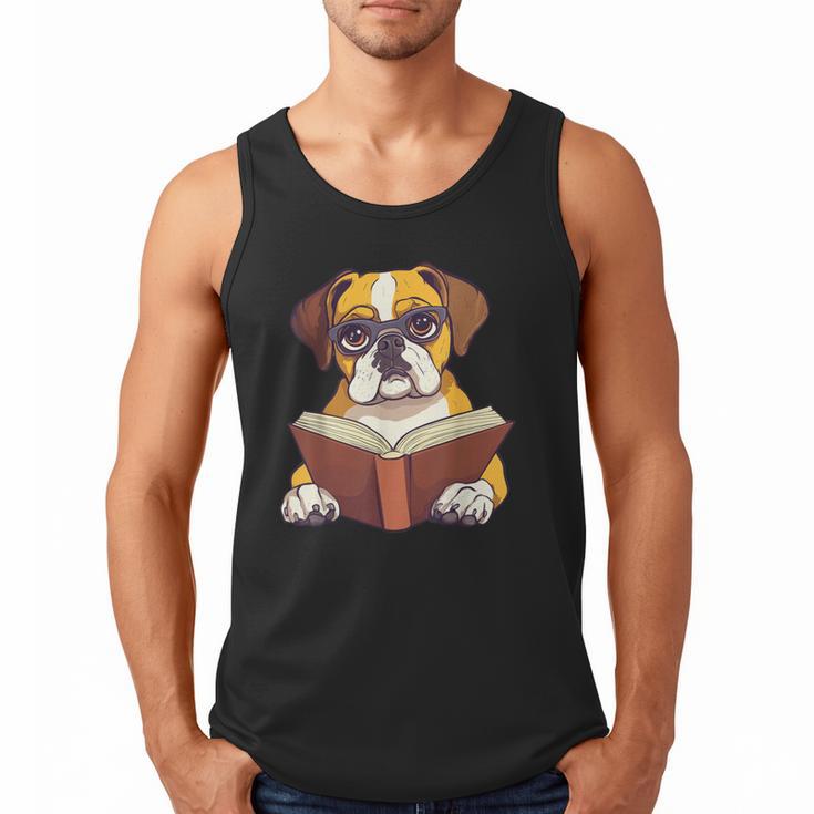 Cute Dog Boxer Reading Book Men Tank Top