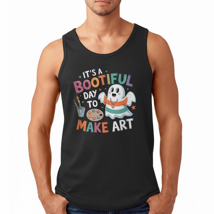 Cute Ghost Book Halloween Spooky Boo School Art Teacher Men Tank Top