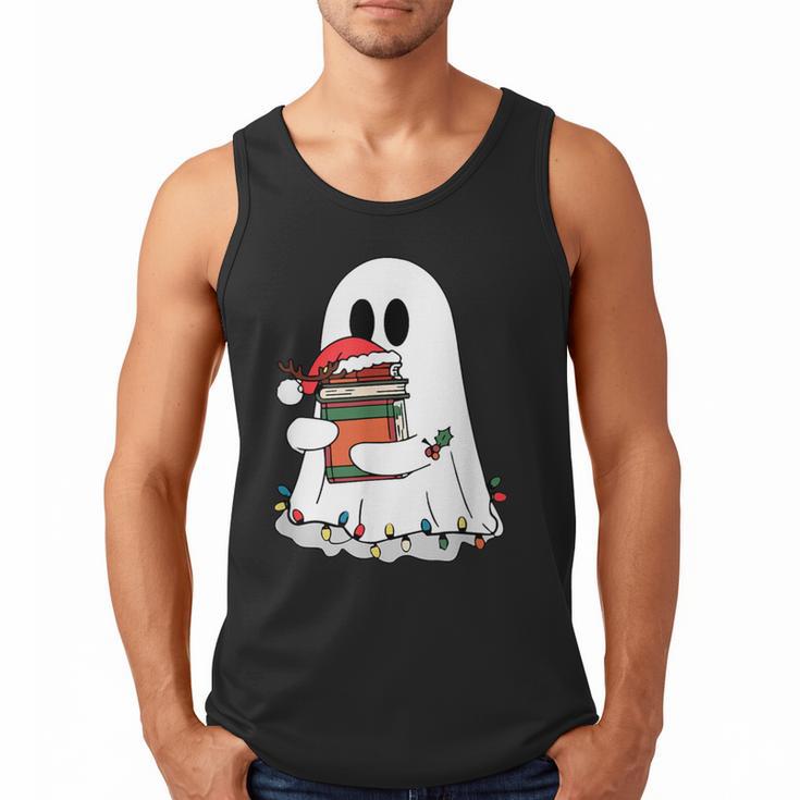 Cute Ghost Holding Books Bookish Christmas Men Tank Top