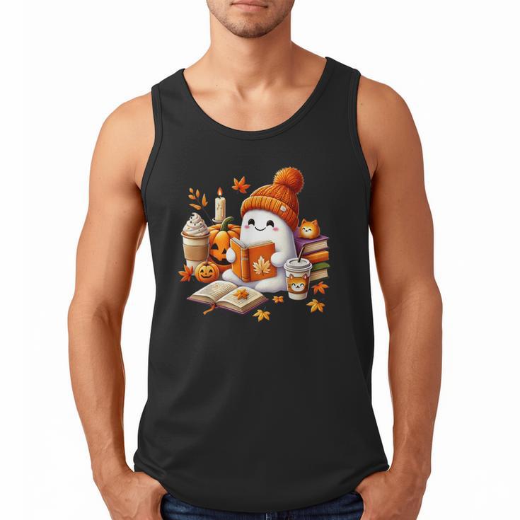 Cute Ghost Reading Book Lovers Halloween Pumpkin Women Girls Men Tank Top Cute Ghost Reading Book Lovers Halloween Pumpkin Women Girls Men Tank Top