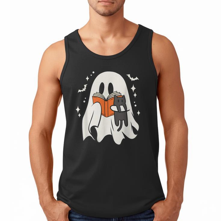 Cute Ghost Reading Book Spooky Season Halloween Costume Kids Men Tank Top