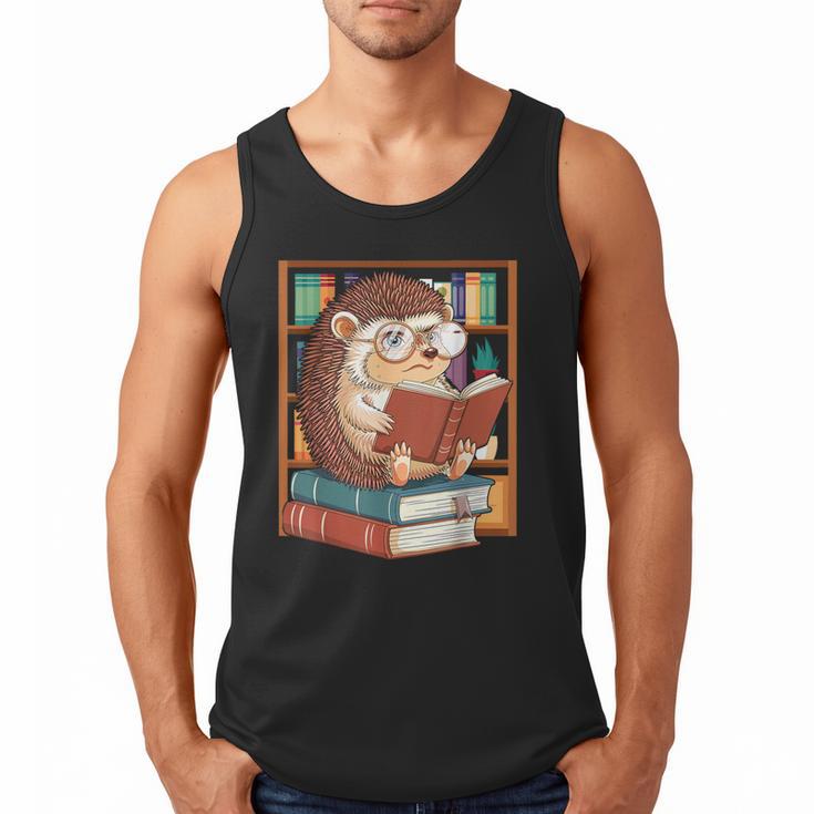Cute Hedgehog Book Nerd Men Tank Top