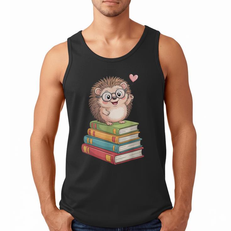 Cute Hedgehog Reading Books Animal Lover Reader Bookworm Men Tank Top