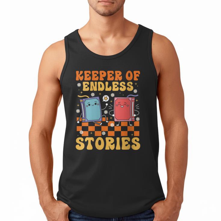 Cute Librarian Library Book Lover Keeper Of Endless Stories Men Tank Top