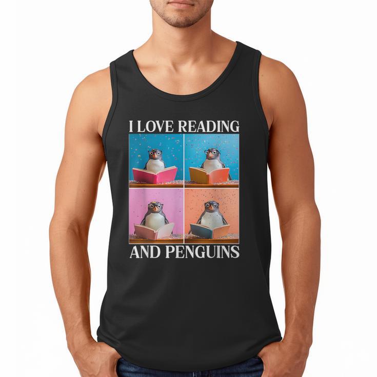 Cute Penguin Reading Book School Librarian Teacher Student Men Tank Top