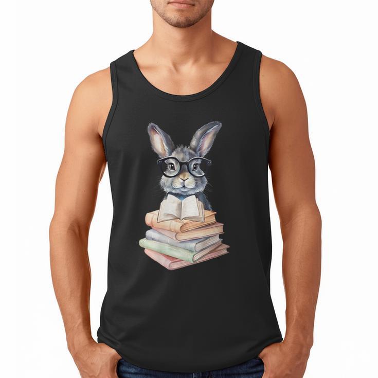 Cute Reading Bunny With Glasses Books Reader Book Bookworm Men Tank Top