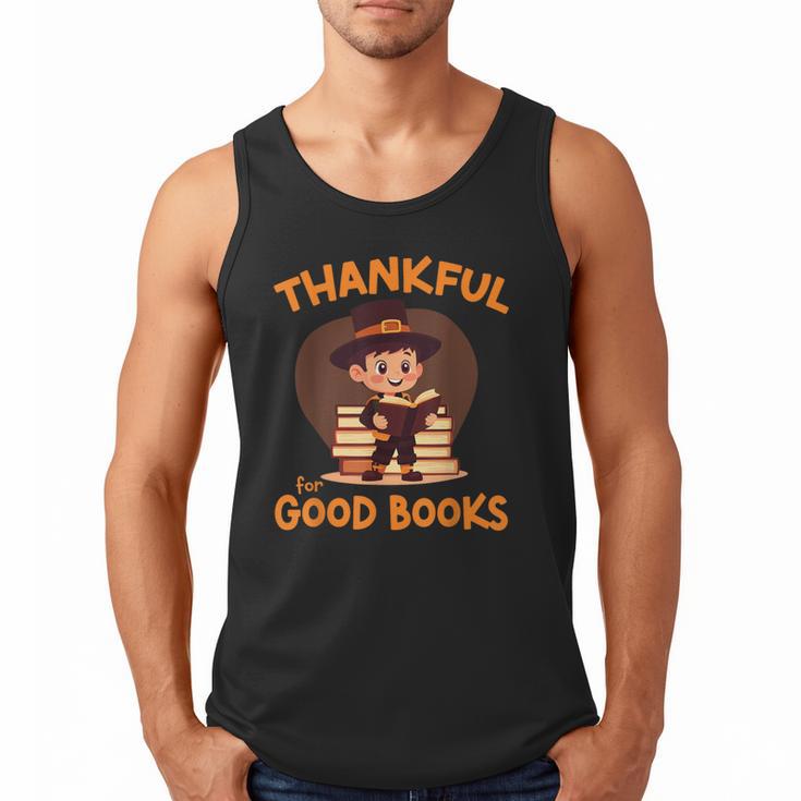 Cute Thanksgiving Teacher Librarian Thankful Reading Books Men Tank Top