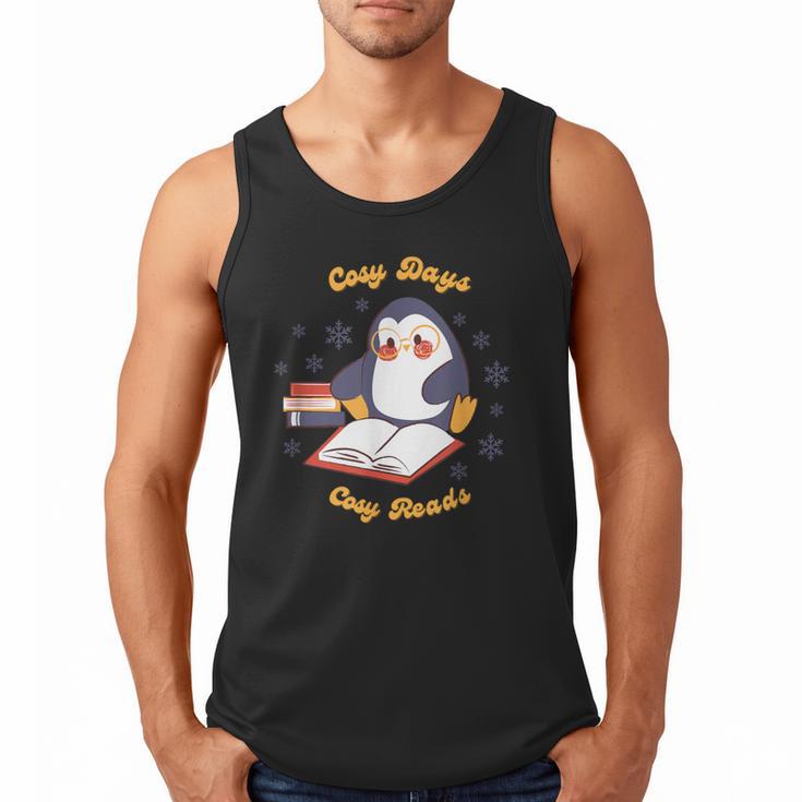 Cute Xmas Book Lover Penguin Reading Cosy Days Cosy Reads Men Tank Top