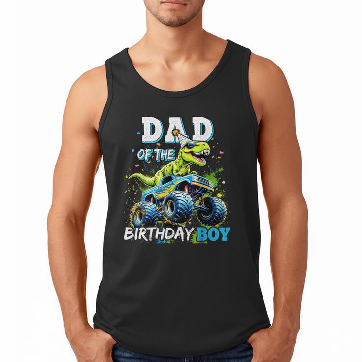 Dad Of The Birthday Boy Monster Truck Dinosaur Party T Rex Men Tank Top