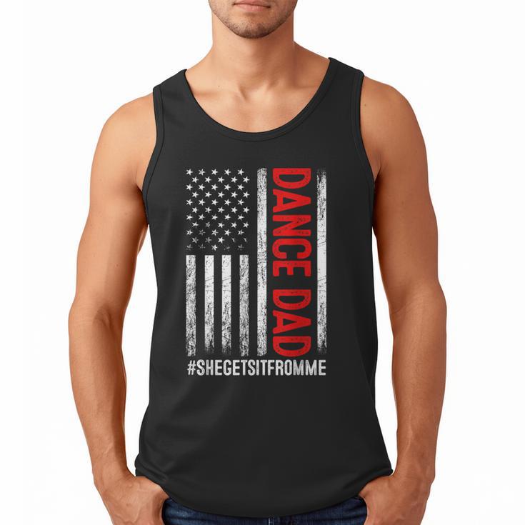 Dad Dance She Get It From Me Proud Dancer Dad USA Flag Men Men Tank Top