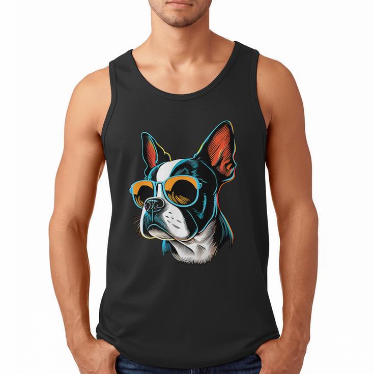Dad Mom Cool Dog Sunglasses Boston Terrier Men Tank Top