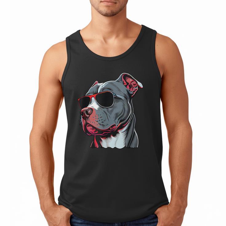 Dad Mom Cool Dog Sunglasses Pitbull Men Tank Top