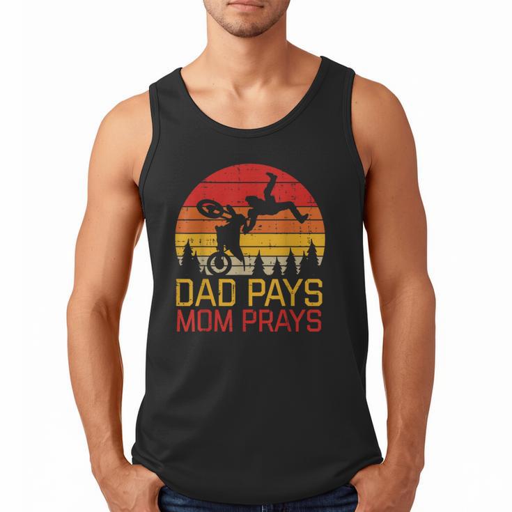 Dad Pays Mom Prays Dirt Bike Retro Motocross Boys Kids Men Tank Top