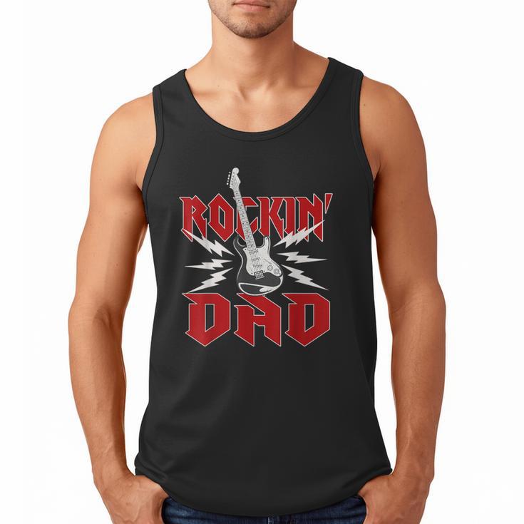 Dad Rockin One Birthday Family Matching Rock Guitar Men Tank Top