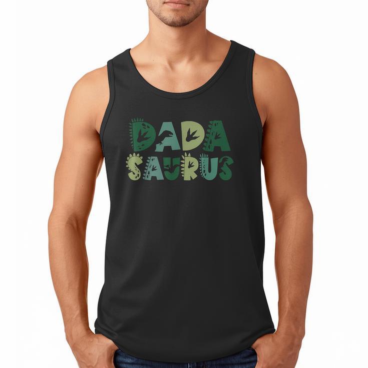 Dada Saurus Dad Dinosaur Three Rex Birthday Boy Girl Family Men Tank Top