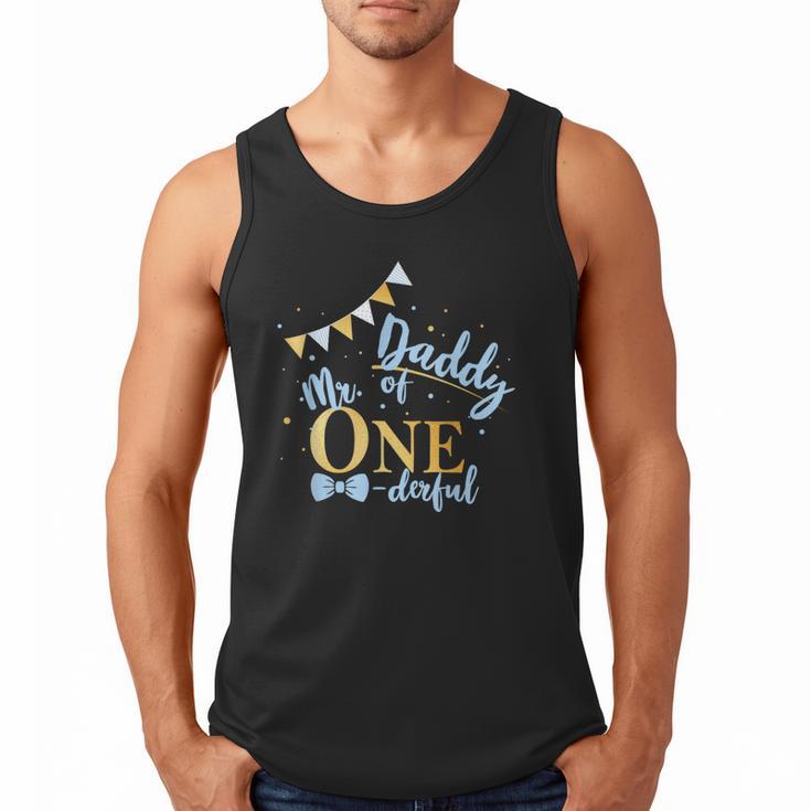 Daddy Of Mr One-Derful Party Blue-Gold Dad Boy 1st Birthday Men Tank Top