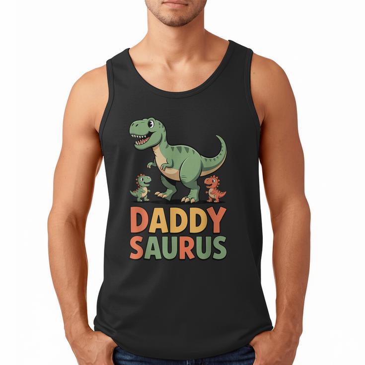 Daddy Saurus Dinosaur Dad Of Two Kids Dino Family Men Tank Top