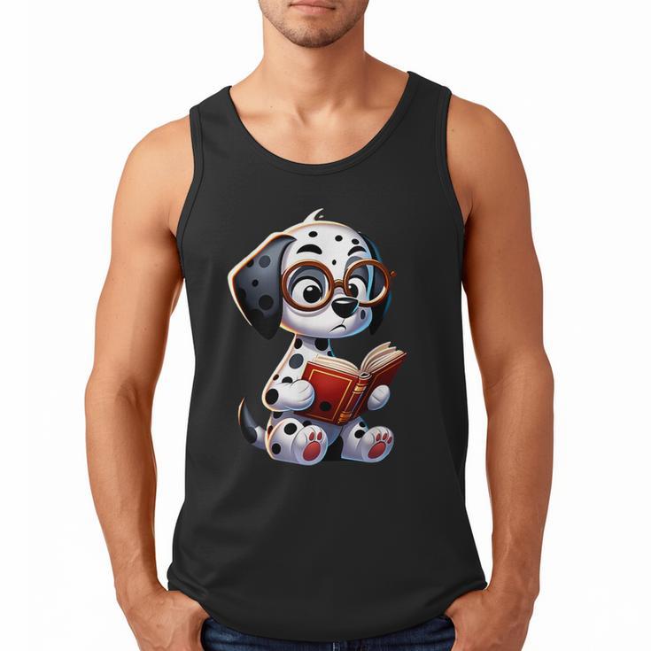 Dalmatian Reading a Book Dog Men Tank Top