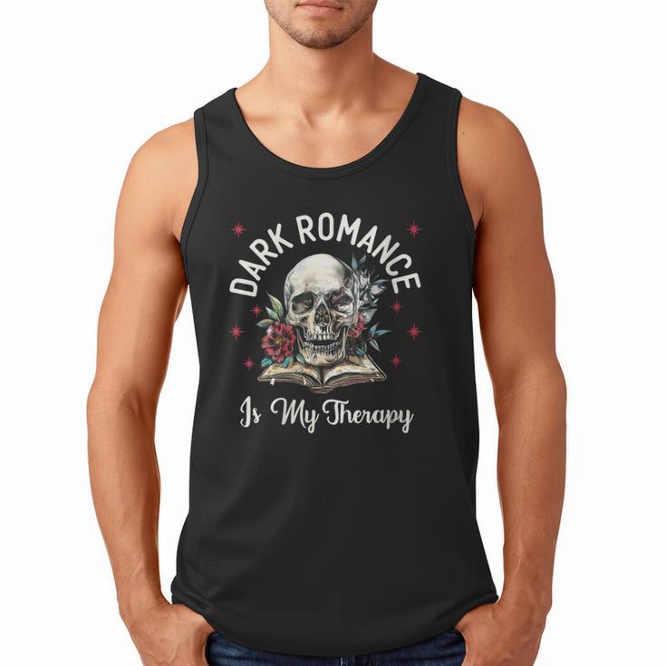 Dark Romance Is My Therapy Book Lover Merch Trigger Warning Men Tank Top