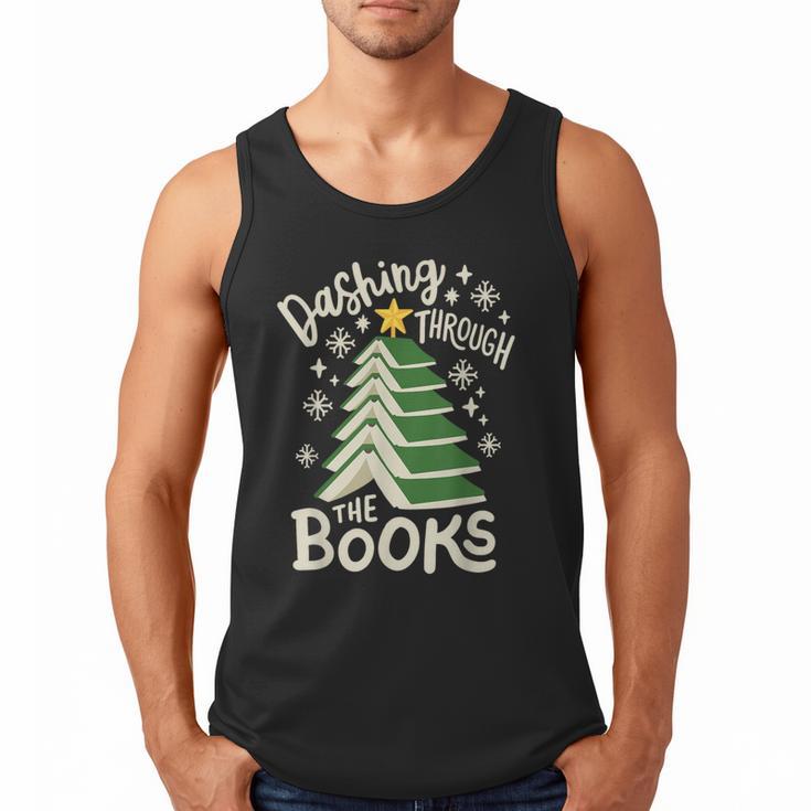 Dashing Through The Books Christmas Book Lovers Men Women Men Tank Top
