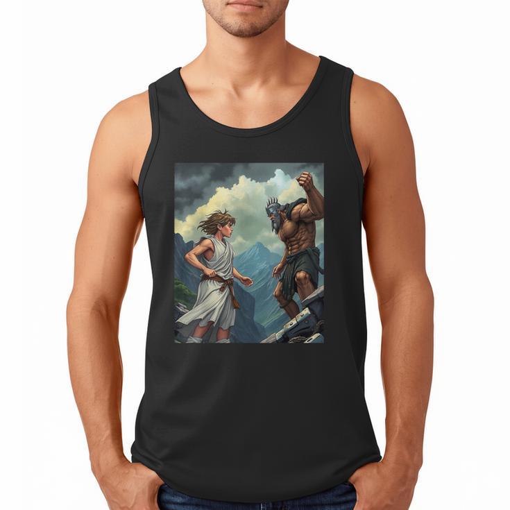 David And Goliath Bible Book Of Samuel King David Comic Men Tank Top
