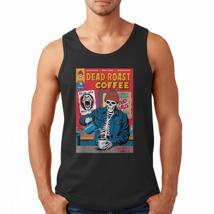 Dead Roast Coffee Comic Book Cover Style Skeleton Barista Men Tank Top