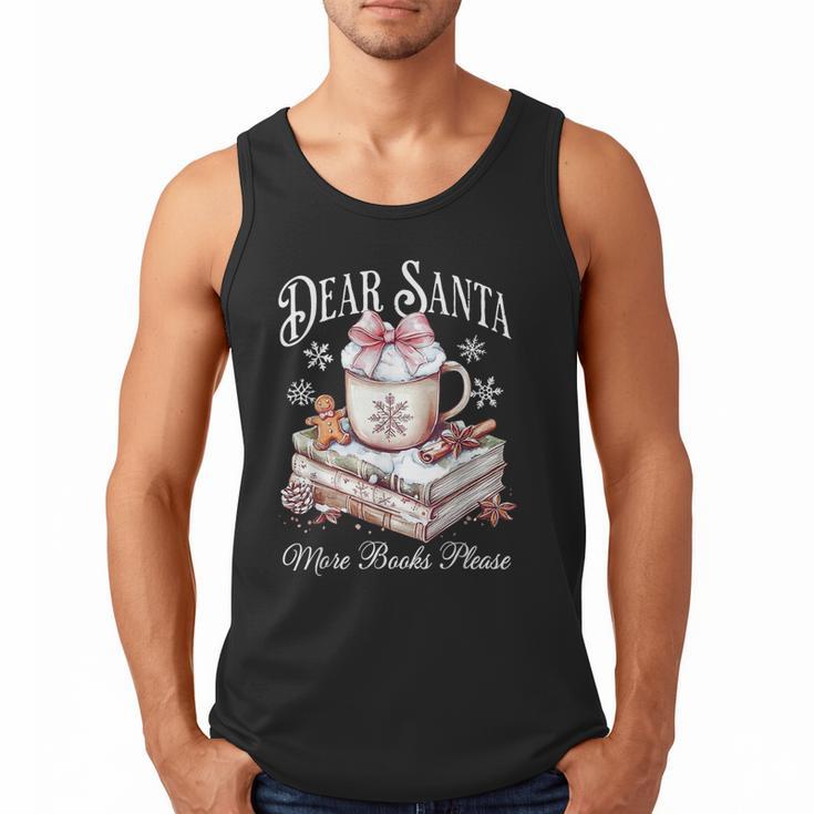 Dear Santa More Book Please Christmas Reading Book Librarian Men Tank Top
