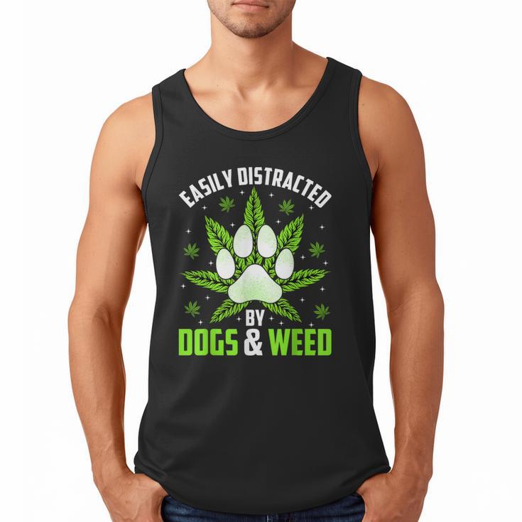 Dogs And Weed Dad Mom Dog Lover Cannabis Marijuana For Men Women Men Tank Top