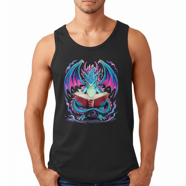 Dragon Reading Book Lover Men Tank Top