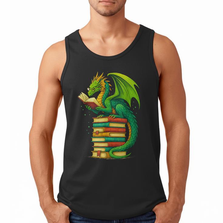 Dragon Reading Books Matching Bookworm Readers Librarian Men Tank Top