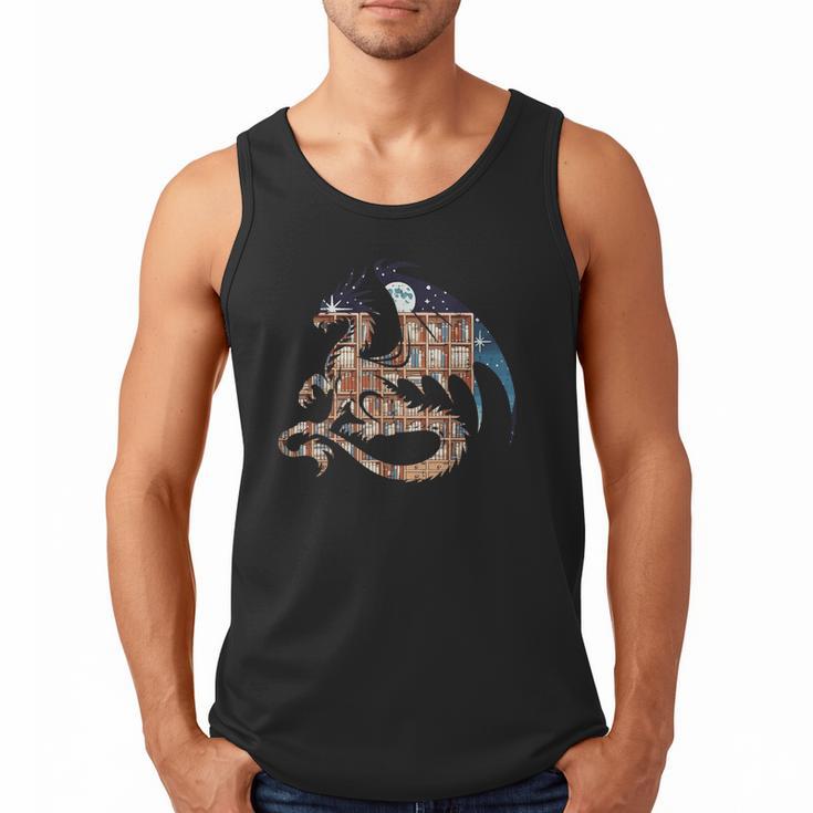 Dragon Silhouette Books Librarian Bookworm Women Men Kids Men Tank Top