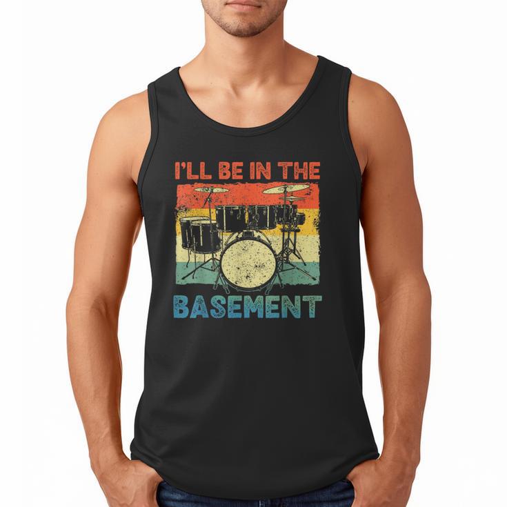 Drumming Basement Drum Set Drummer Rock Dad Grandpa Men Tank Top