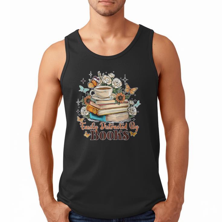 Easily Distracted By Books Book Wildflowers Book Lovers Men Tank Top