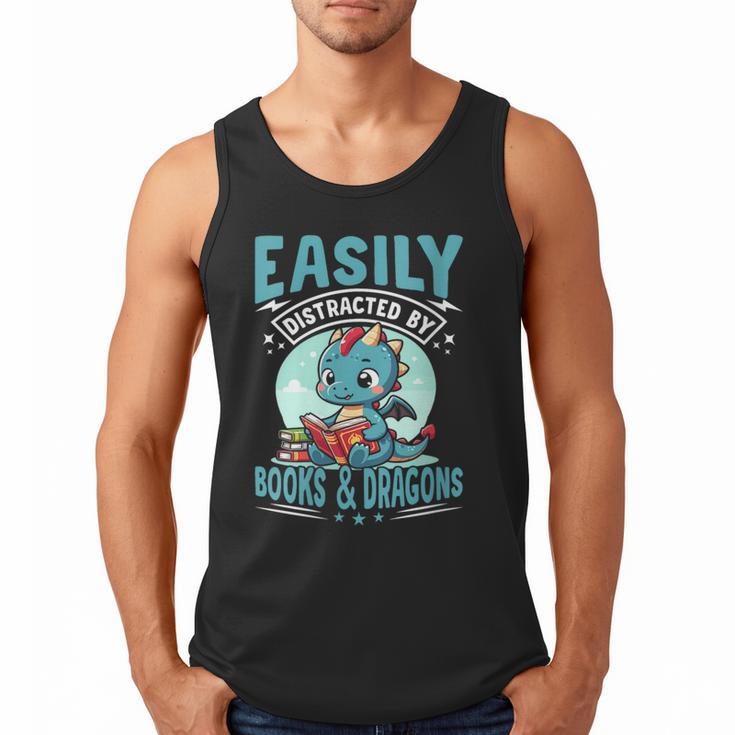 Easily Distracted By Books And Dragons Nerds Men Tank Top