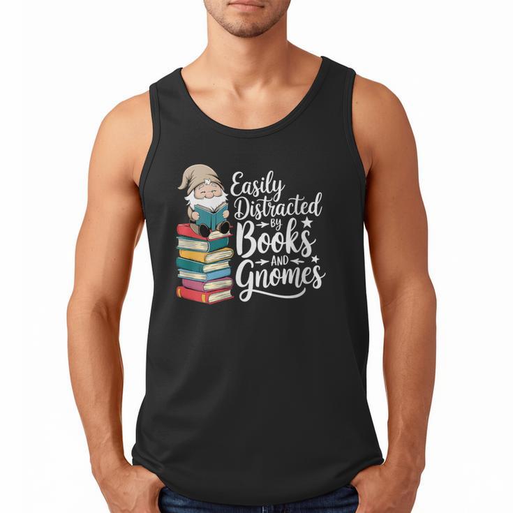 Easily Distracted By Books And Gnomes Men Tank Top