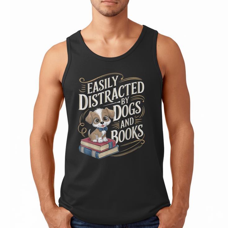 Easily Distracted By Dogs And Books Reader Animal Dog Men Tank Top