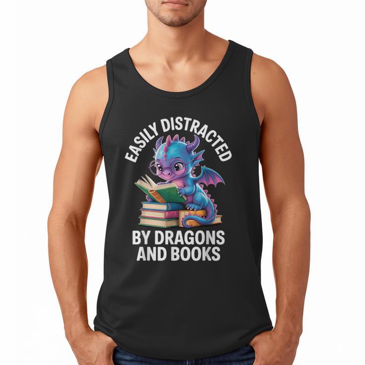 Easily Distracted By Dragons And Books Men Tank Top