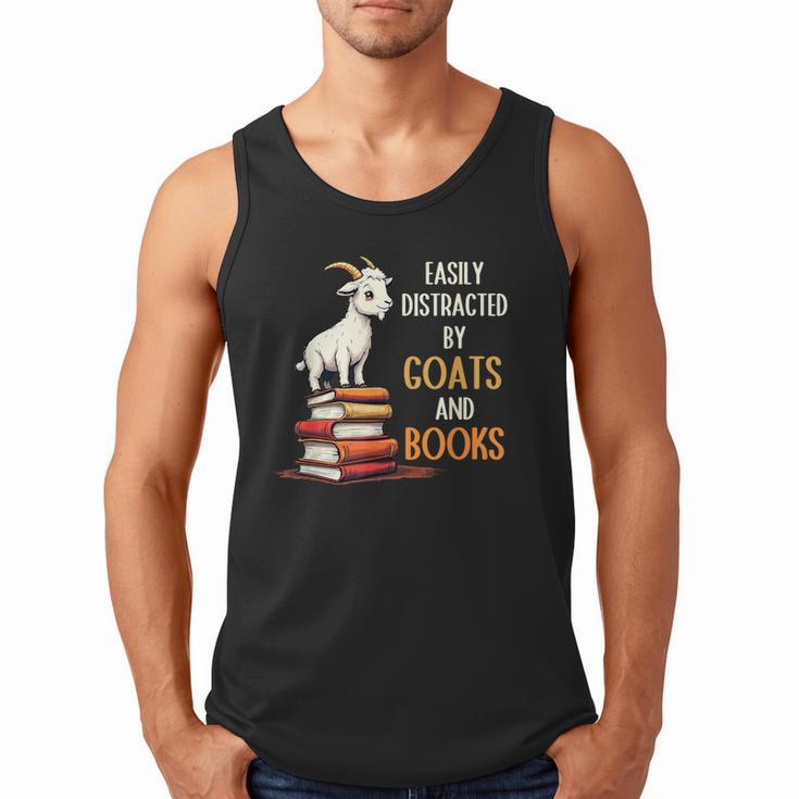 Easily Distracted By Goats And Books Goats And Book Reading Men Tank Top