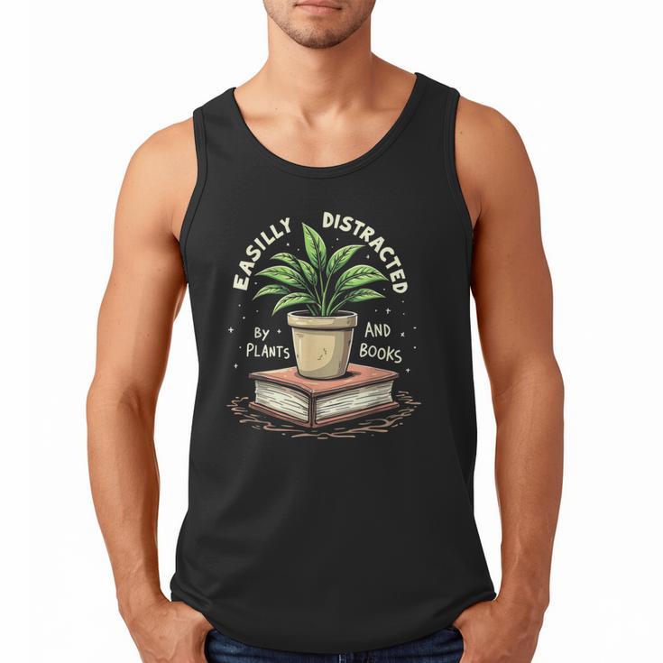 Easily Distracted By Plants And Books Men Tank Top