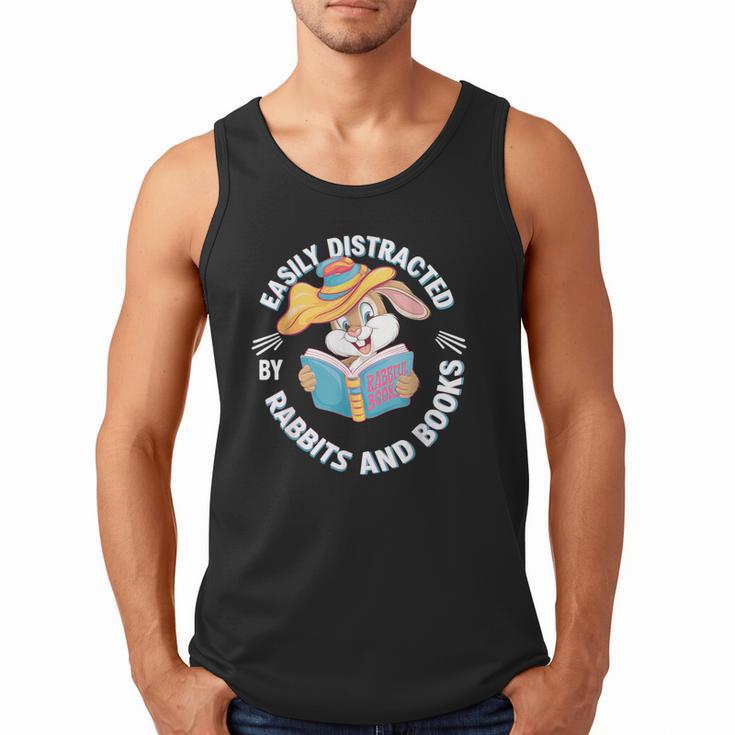 Easily Distracted By Rabbits And Books Reading Men Tank Top