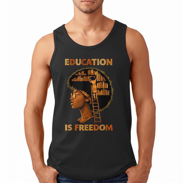 Education Is Freedom Teacher Book Black History Month Men Tank Top
