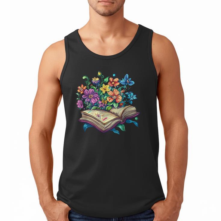 Enchanted Open Book With Blooming Flowers Men Tank Top