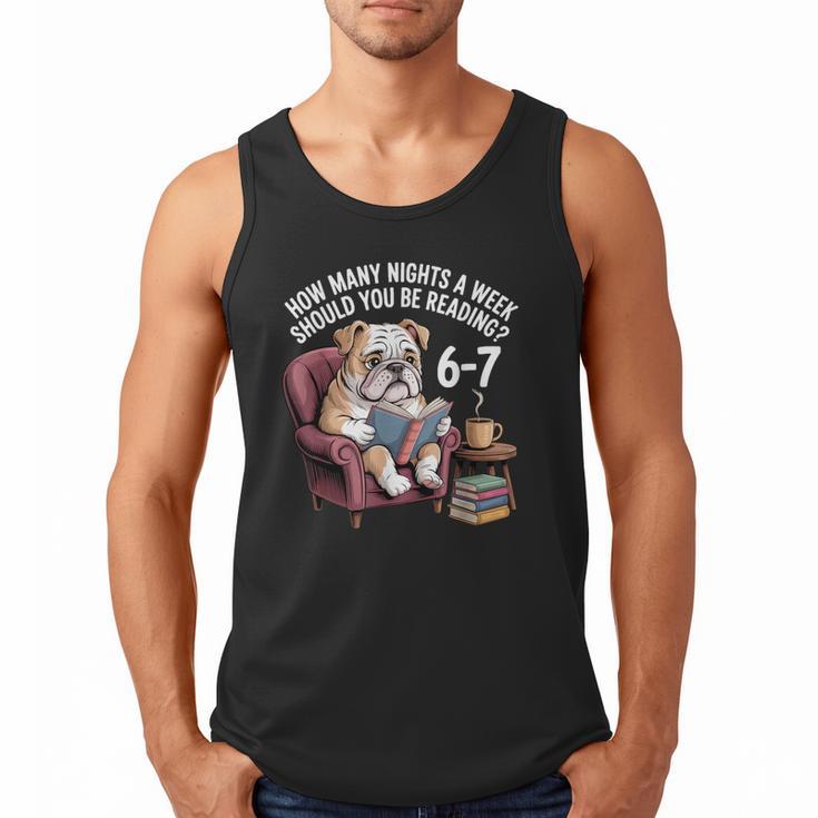 English Bulldog Dog Reading Book 67 Six Seven Meme Men Tank Top