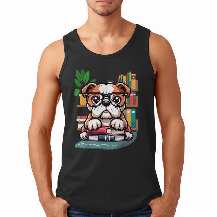 English Bulldog Reading a Book Dog Men Tank Top
