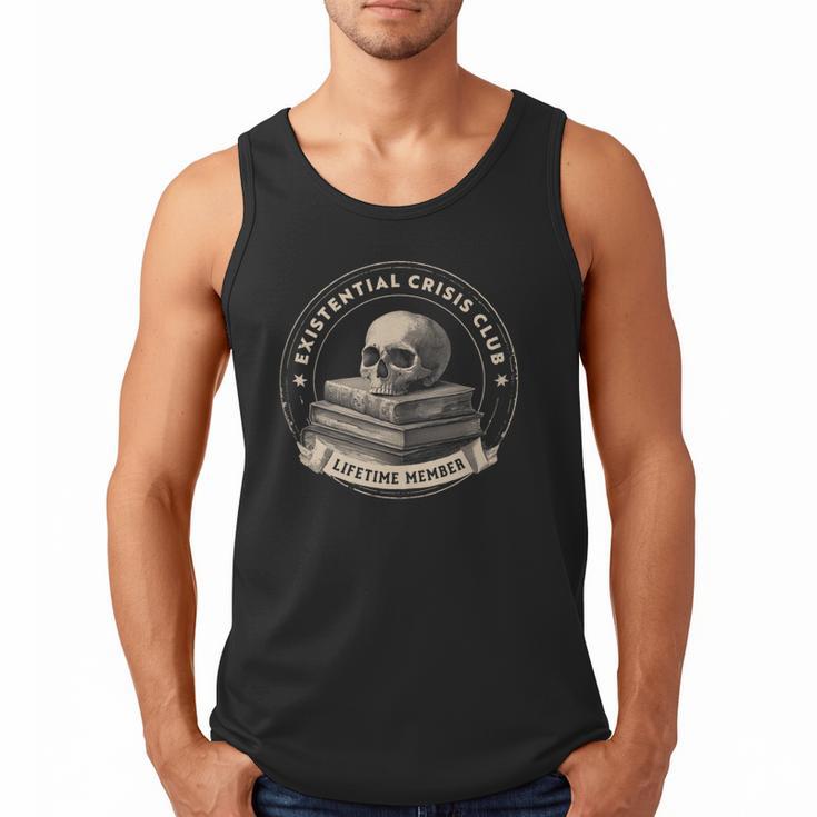 Existential Crisis Club Lifetime Member Skull And Books Men Tank Top