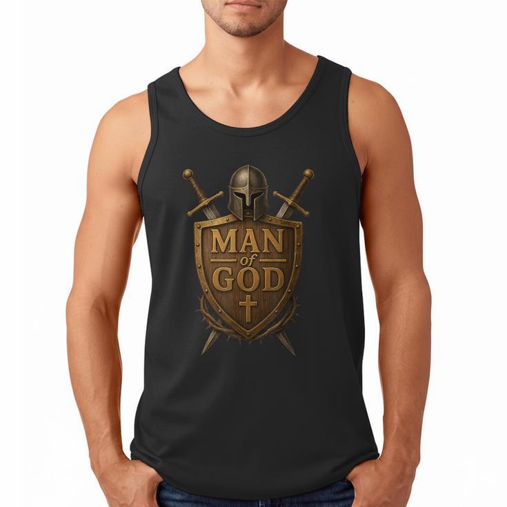 Faithful Warrior Man Of God Christian Men Knight Armor Dad Men Tank Top