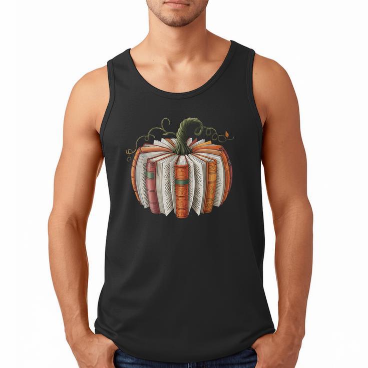 Fall Book Pumpkin Halloween Teacher Librarian Thanksgiving Men Tank Top Fall Book Pumpkin Halloween Teacher Librarian Thanksgiving Men Tank Top