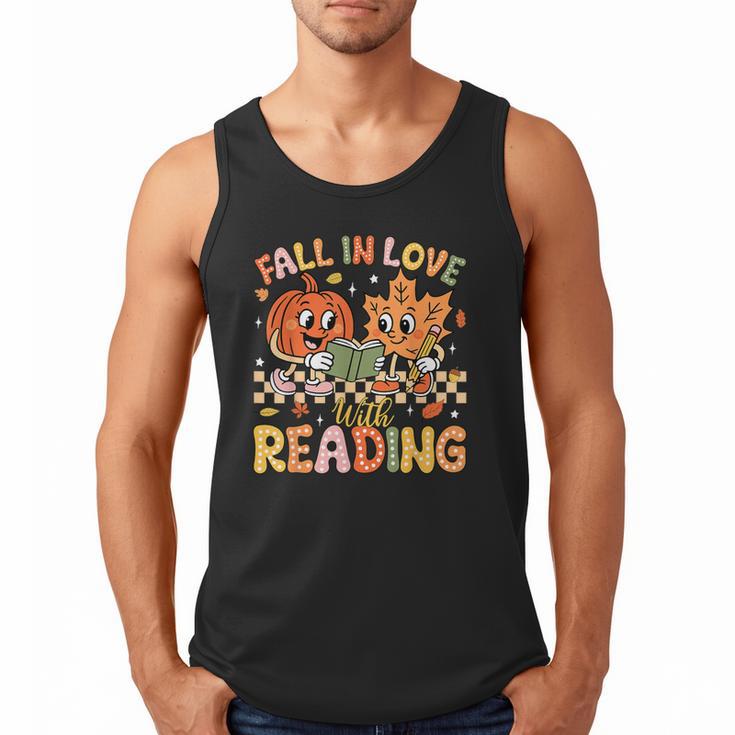 Fall In Love With Reading Autumn Pumpkin Teacher Book Lover Men Tank Top