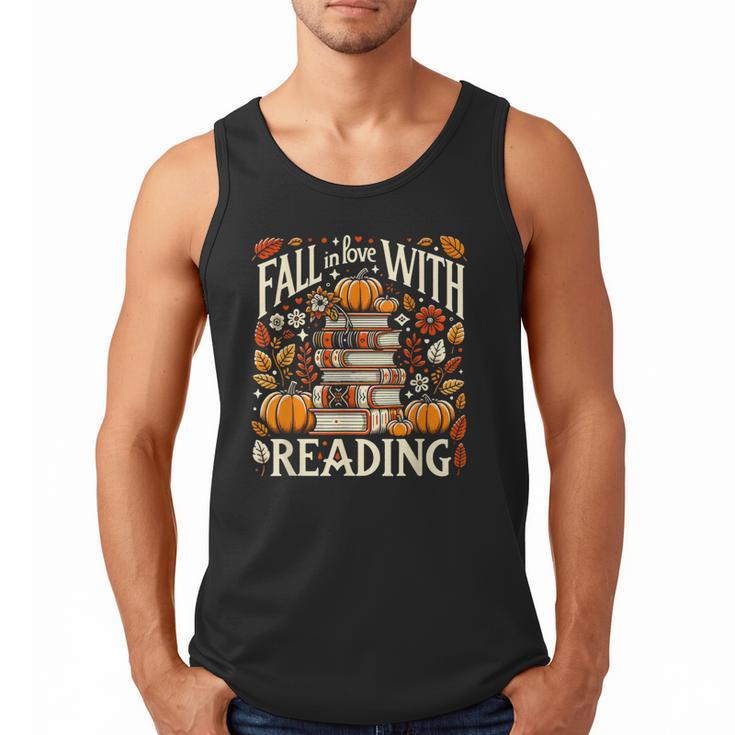 Fall In Love With Reading Book Autumn Pumpkins And Teachers Men Tank Top