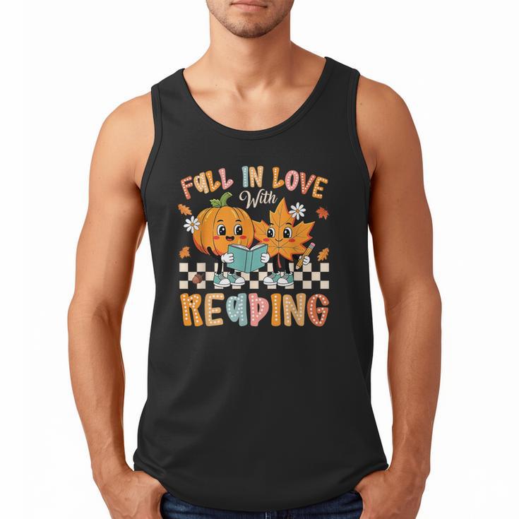 Fall In Love With Reading Thanksgiving Pumpkin Book Lover Men Tank Top